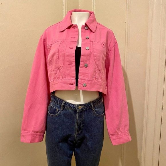 ZARA PINK HEART DENIM SHORT JEAN JACKET - Picture 2 of 12